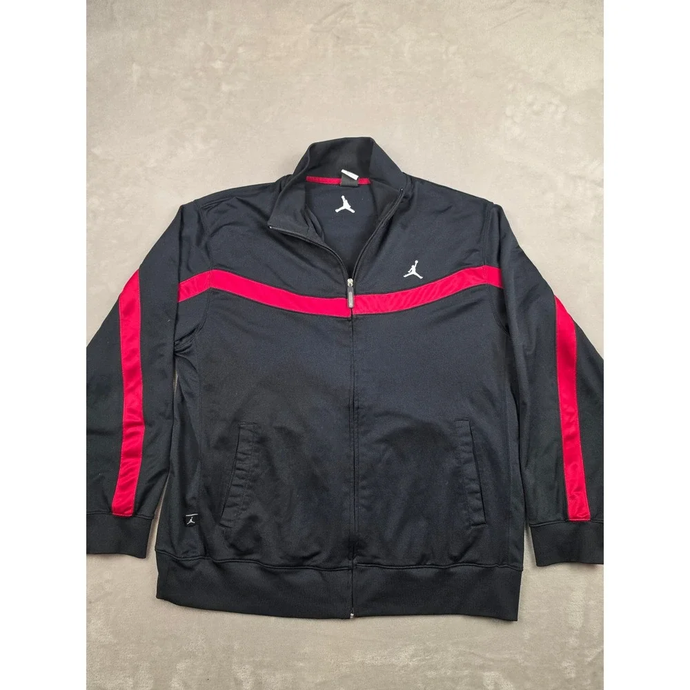 Jordan Track Jacket Mens XL Black Red Jumpman Dri-Fit Full Zip Athletic
